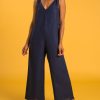 Women Crasqi Jumpsuits | Panarea Linen Jumper-Navy Blue