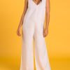 Women Crasqi Jumpsuits | Panarea Linen Jumper-White