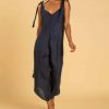 Women Crasqi Pants & Shorts | Granadina Linen Jumper-Navy Blue