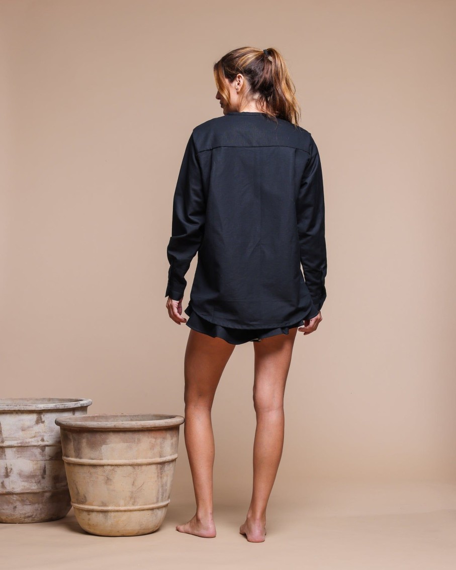 Women Kanomi Tops | Ilkupo Summer Shirt Petrolium Black