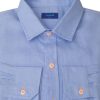 Men Crasqi | Mallorca Linen Shirt-Blue Sky/Neon Orange