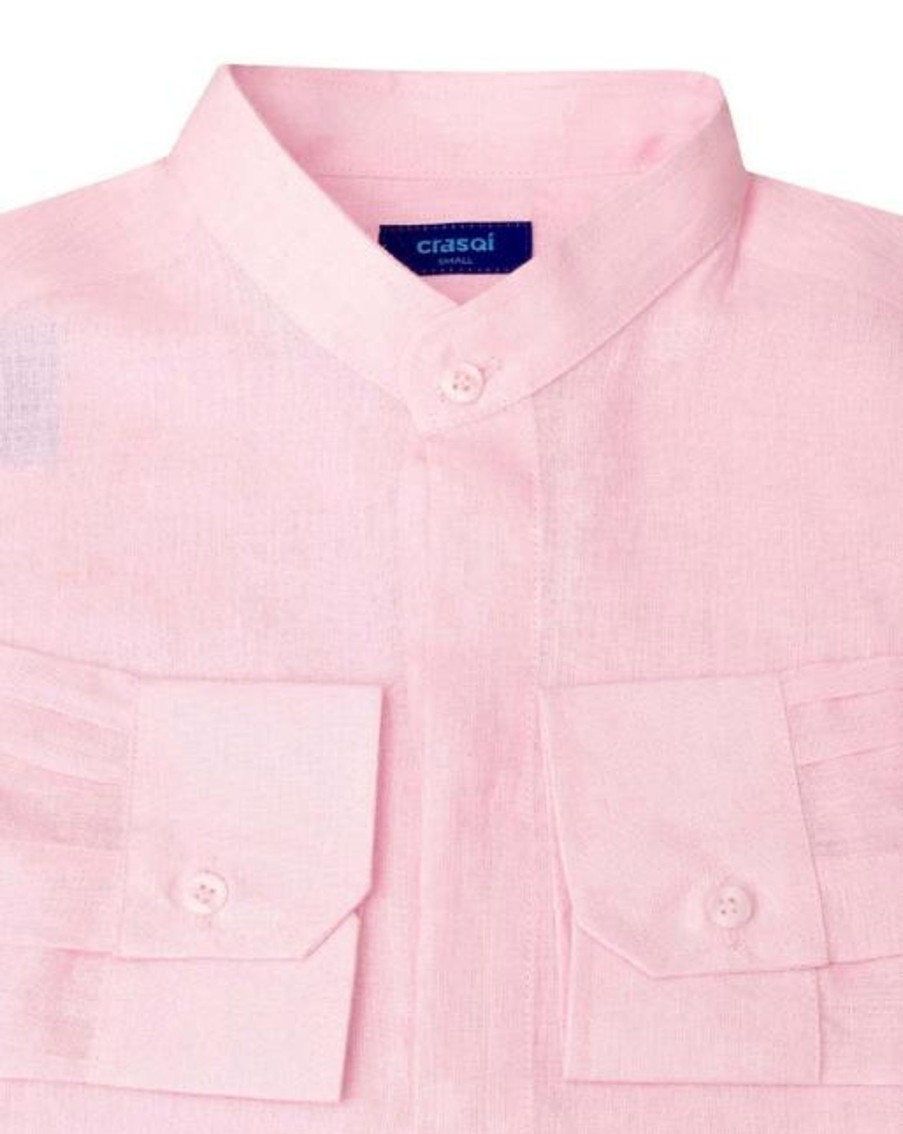 Men Crasqi | Menorca Linen Shirt-Light Pink/Light Pink