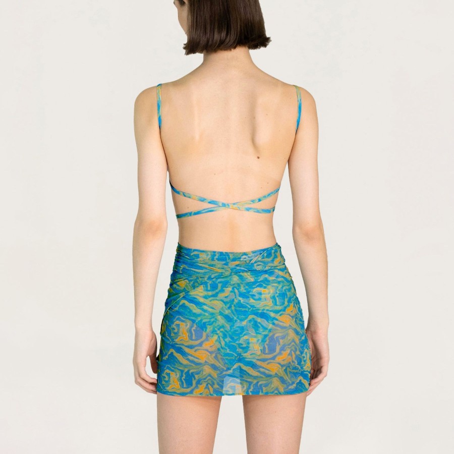 Women Ostra Cover Ups | Short Pareo Psy Blue