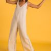 Women Crasqi Jumpsuits | Panarea Linen Jumper-Beige