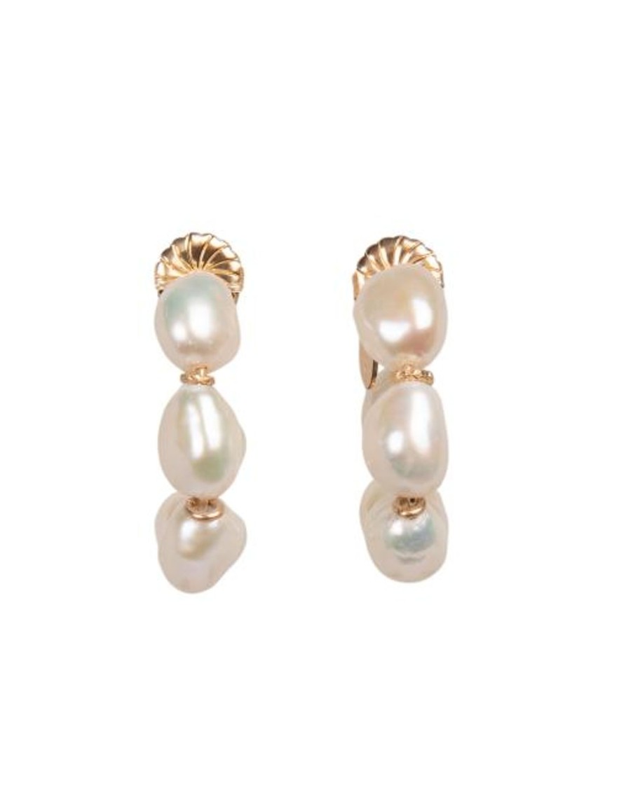 Women TARBAY Earrings | Cubagua Hoop Earrings #1 (30Mm)-White Pearl