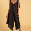 Women Crasqi Jumpsuits | Granadina Linen Jumper-Black