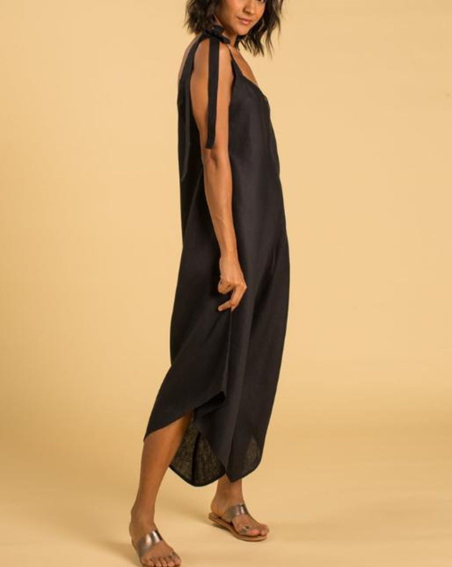 Women Crasqi Jumpsuits | Granadina Linen Jumper-Black