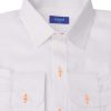 Men Crasqi | Mallorca Linen Shirt-White/Neon Orange