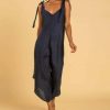 Women Crasqi Jumpsuits | Granadina Linen Jumper-Navy Blue