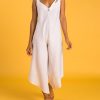 Women Crasqi Jumpsuits | Granadina Linen Jumper-White