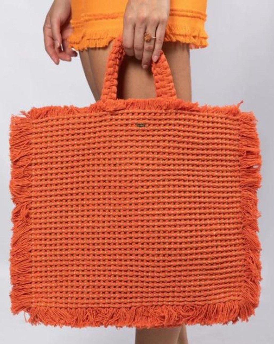 Women TARBAY Totes | Gossypium Tote Bag Orange & Gold